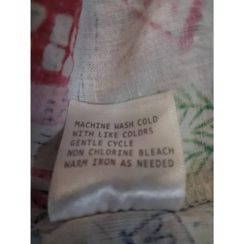 Calypso st Barth womens medium linen boxy crop top cream green Hawaiian beach